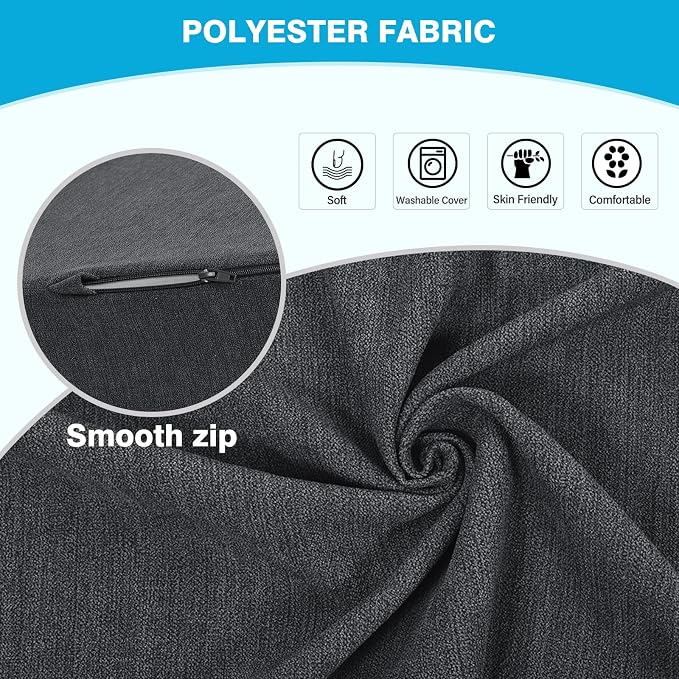 Back Support Pillow for Recliner Dual Layer Lumbar Support Pillow with Gel Memory Foam Ergonomic Orthopedic Lumbar Cushions for Elderly Lower Back Pain Relief Washable Cover Dark Grey