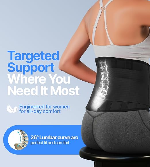 Plus Size Back Brace for Men & Women 52" - 65" Effective Back Pain Relief & Elastic Support with Dual-Tension Straps, Ultra Thin Breathable Lumbar Support Belt for Sciatica, Herniated Disc, Scoliosis
