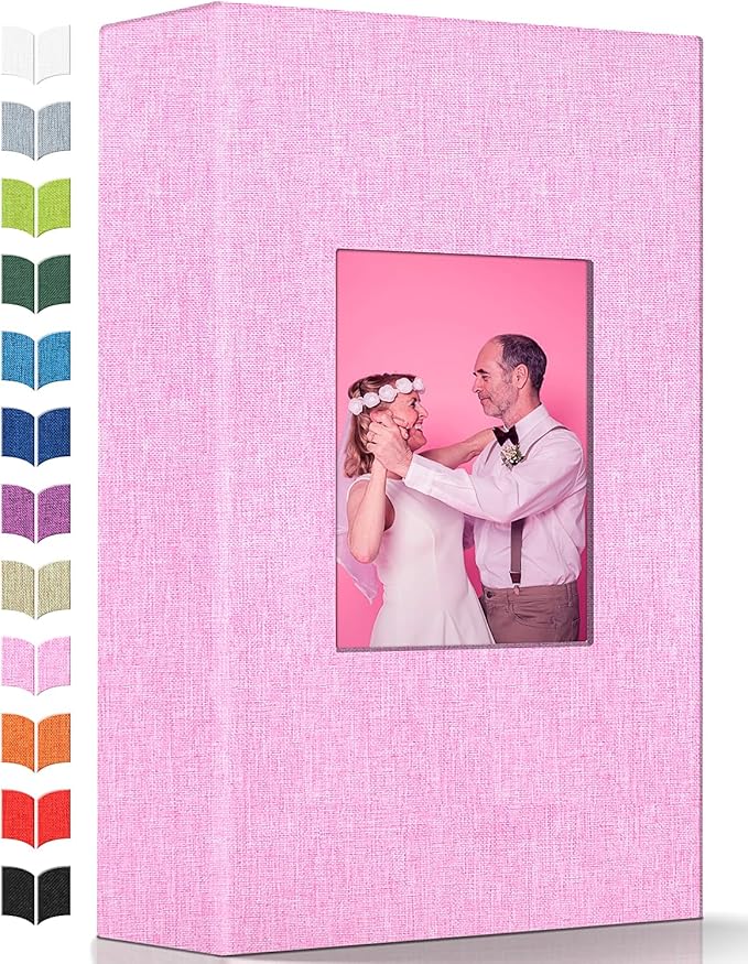 Artfeel Photo Album 4x6 with 300 Pockets,Slip-in Picture Albums,Linen Cover Memory Book with Front Window,White Page Vertical Photo Book for Wedding,Family,Anniversare,Baby,Vacation