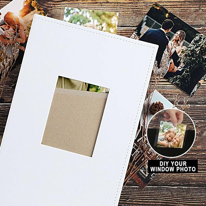 Ywlake Photo Album 4x6 300 Pockets, Leather Photo Albums Holds 300 Horizontal Only Pictures White