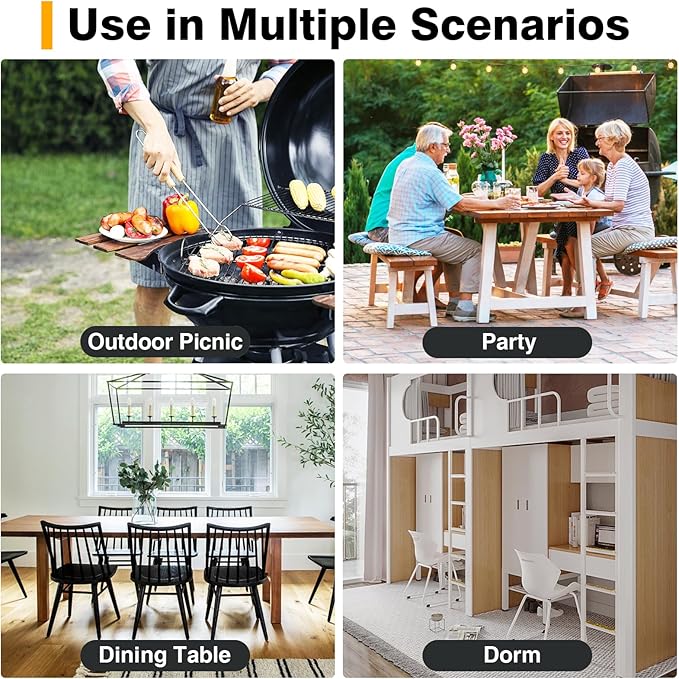 Portable Folding Chair with Handle, Heavy Duty Round Fold Stool Chair | 500lbs Capacity for Adults, 18 Inch Foldable Stool for Dorm, Kitchen, Vanity, Church and Outdoor use