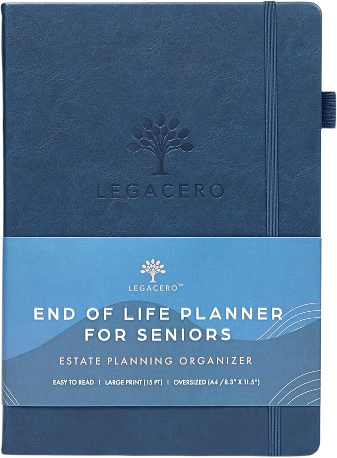End of Life Planner for Seniors - Guided Estate Planning Organizer for Next of Kin. Large What To Do When I’m Gone Book and Important Document Organizer to Share with Your Executor (Navy Blue)