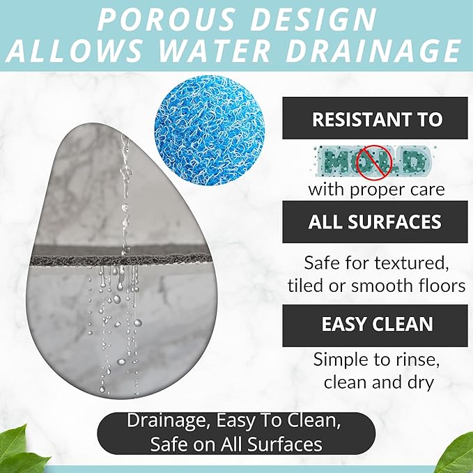 Square Shower Mat - Non Slip Shower Mats for Inside Shower - Extra Large 31x31 Shower Floor Mat Non Slip - Square Bath Mat for Shower - Secure Anti Slip Loofah Shower Bath Ma (31x31 Aqua Blue)