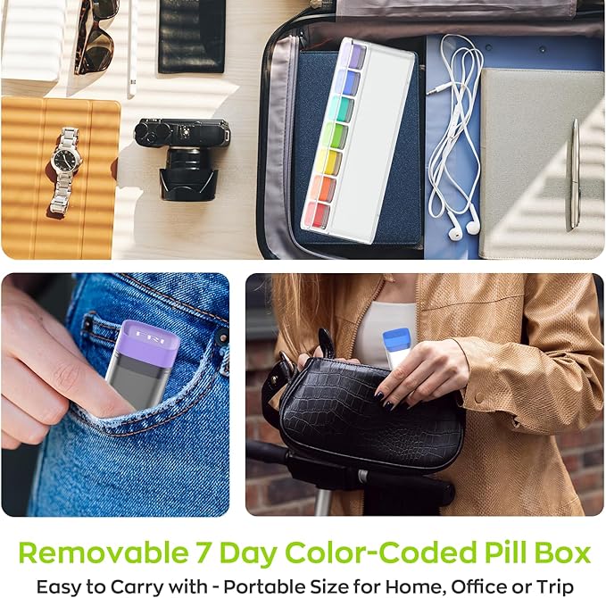 Weekly Pill Organizer 1 Time a Day, HIONXMGA Detachable Travel Pill Box 7 Day, Large Medicine Pill Case Container for Daily Medication Vitamin Supplement Fish Oil, Portable Week Pills Holder, White