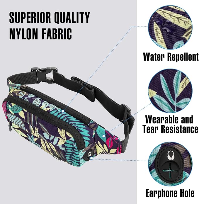 WATERFLY Fanny Pack Waist Bag: Small Hip Pouch Bum Bag Fannie Pack Phanny Fannypack Waistpack Bumbag Beltbag Sport Slim Fashionable for Jogging Hiking Hiker Woman Man | Adjustable extender strap, Slim compact, Water-resistant durable material, Breathab...