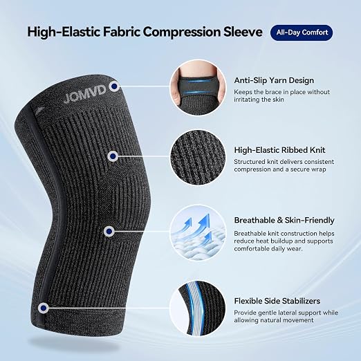 JOMVD Knee Compression Sleeve for Arthritis Pain – Knee Brace for Knee Pain Relief, Meniscus Tear, Inflammation, Circulation, Swelling & Injury Recovery – Anti-Slip Breathable Support for Women & Men, XX-Large
