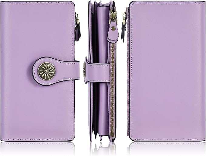 Travelambo Women's Wallet RFID Blocking Trifold Clutch Large Capacity Credit Card Holder Travel Purse