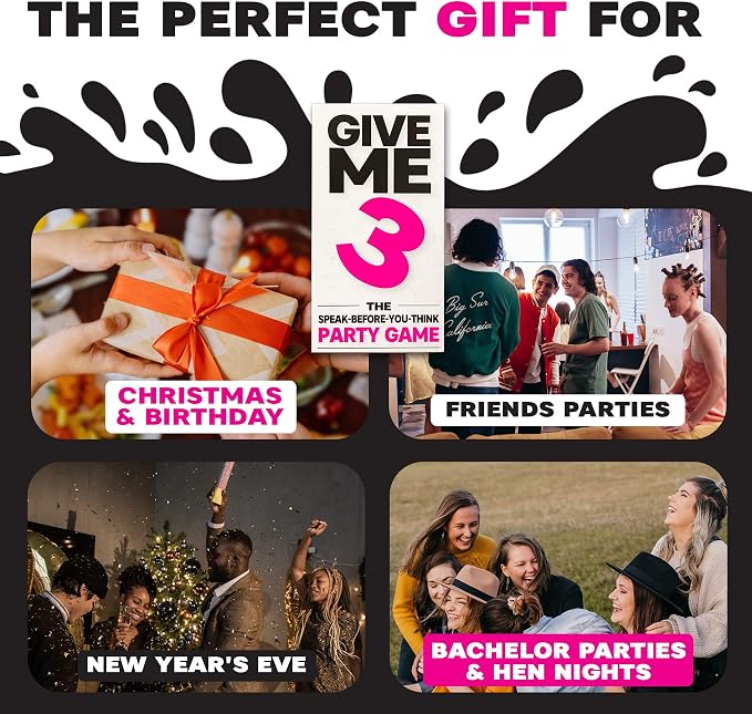SAVANA GIVE ME 3 - Fast Paced and Hilarious 10 Second Rule Adult Party Games | 2+ Players | Card Game for Adults | Travel Game | Board Game for Parties and Game Nights
