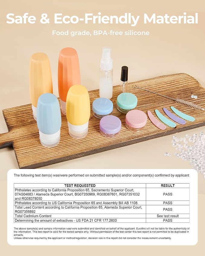 BAGSMART 18 Pack TSA Approved Travel Bottles for Toiletries, Leak Proof Silicone Travel Size Containers Bottles for Shampoo, Rose Pink