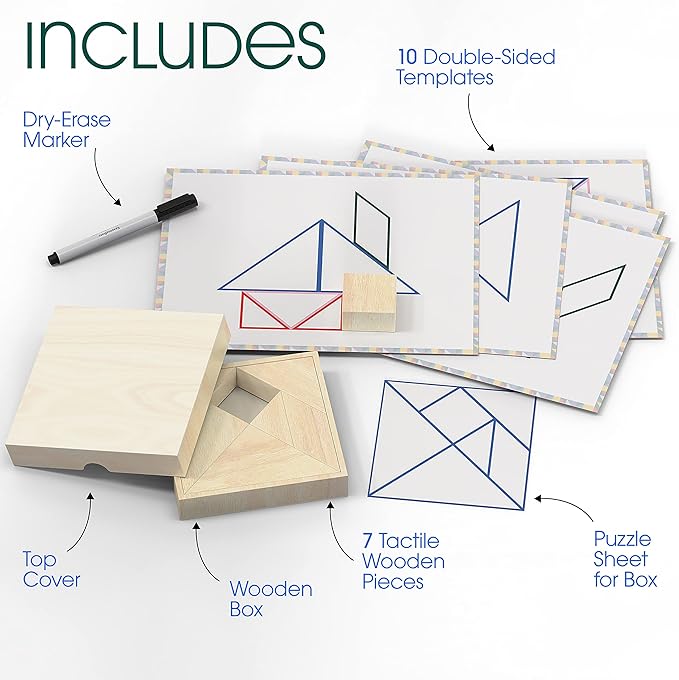 Keeping Busy Tangram Dementia Activities for Seniors | Alzheimer Products for Elderly Patients | Fun Memory Game Toy & Cognitive Brain Puzzle for Senior Citizens w/Memory Loss or Alzheimers