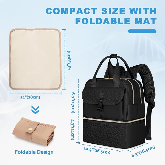 Fasrom Medicine Travel Bag, Pill Bottle Organizer w/Insulated Compartment | Double Layer Design with Waterproof Mat, Stores Vitamins & Medical Supplies, Travel, Home and Daily Medication Storage