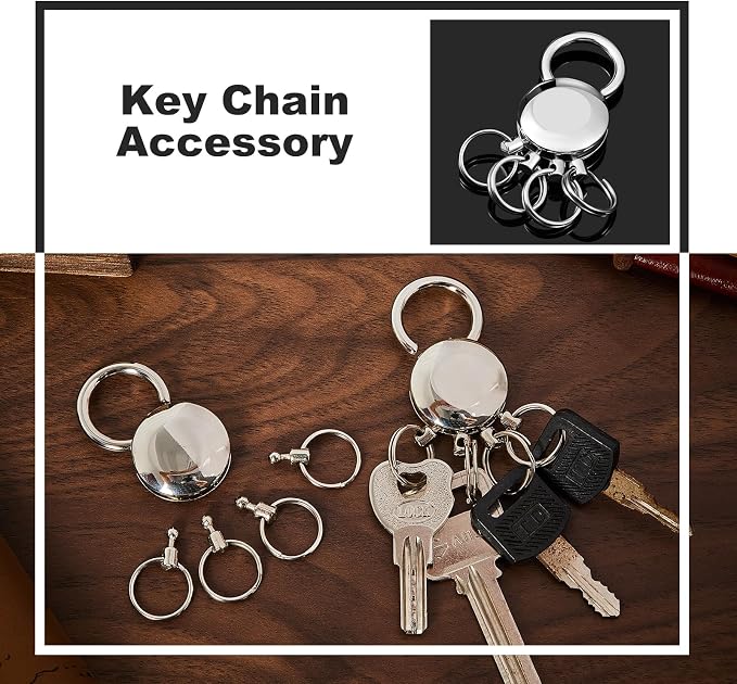 Sureio 2 Pcs Detachable Key Holder Keychain Accessory Men with 4 Split Rings Buckle Waist Hanging Name Round Multi Keychain Spider Key Metal Ring Holder for Unisex Women Car Clip Organizer