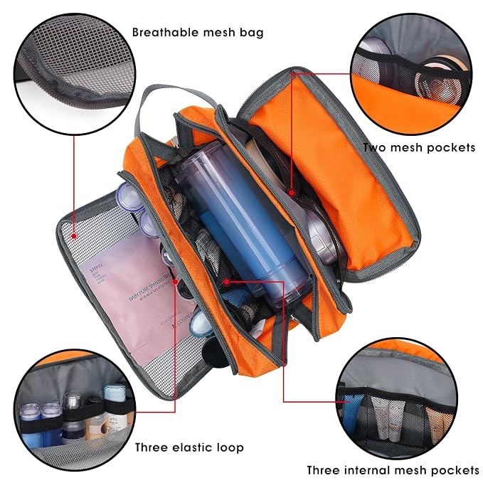 WANDF Travel Toiletry Bag for Men, Small Dopp Kit for Toiletries | Water-Resistant Fabric, Travel Bag for Toiletries, Compact Storage, Shaving Accessories, Weekend Trips