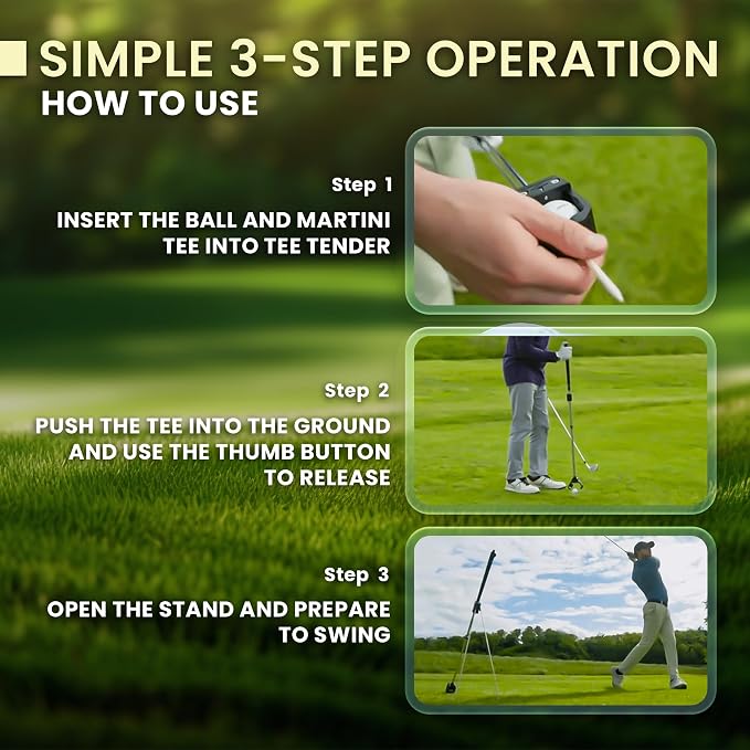 Premier Martini Tee Adaptive Golf Ball Teeing Device for All Golfers – Senior & Adaptive Golf Aid for Effortless Tee Placement and Improved Accessibility Golf Ball Retriever