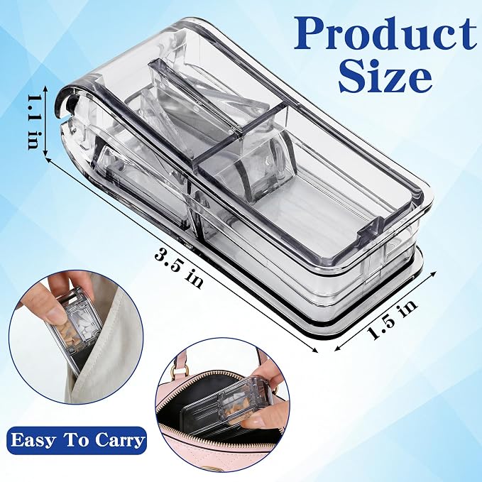 Pill Cutter for Small Pills, Pill Splitter with Stainless Steel Blade, Medicine Cutter for Pills, Cuts Vitamins Tablets for Purse Pocket