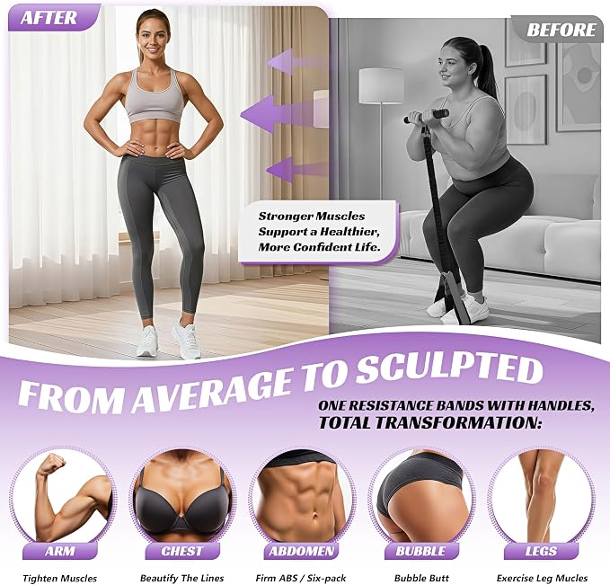 HOXWC Multifunction Pedal Resistance Band with Handle, 50LBS Foot Pedal Resistance Bands for Core/ABS, Arm, Waist, Abdomen, Leg Workout, Portable Sit Up Exercise Equipment for Women