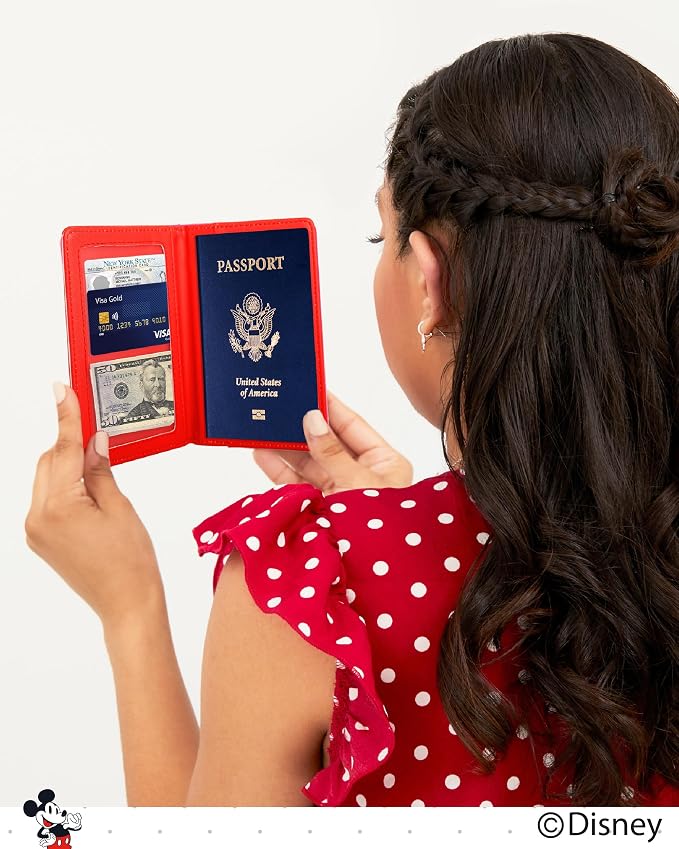 Disney Mickey & Minnie Mouse Passport Holder, Officially Licensed (Mm) | Passport Holder for Women, Travel Essentials for Women
