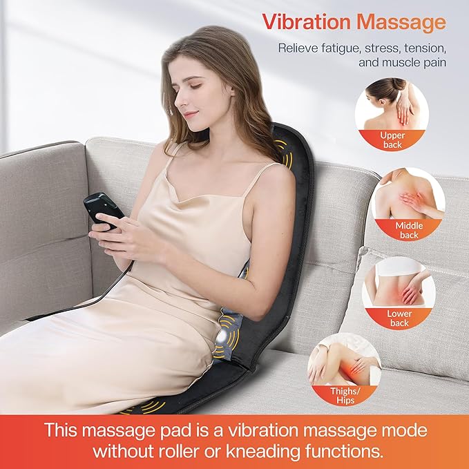 CILI Massage Chair Pad,Back Massager with Heat,Massage Seat Cushion with 10 Vibration Motors,30-60-90 Minutes Heating Options,Chair Massager for Office Chair, Home Office Use