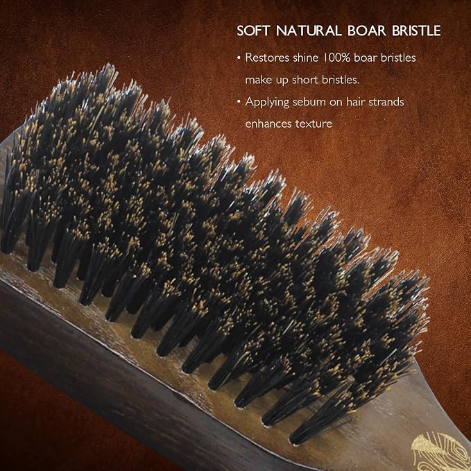 NORSEWOOD Boar Bristle Brush for Shine and Texture - Stiff Bristles for Medium Hair/Beards, Cleaning Brush Included | for Shine & Texture, Hairbrush for Men, with Cleaning Tools