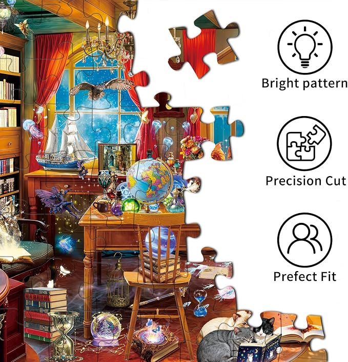1000 Piece Puzzles for Adults,Magic Laboratory Jigsaw Puzzle 1000 Pieces for Adults Seniors,Challenging Family Games Holiday Party Gifts -1:1 Poster Interlock Perfectly Letter on Back