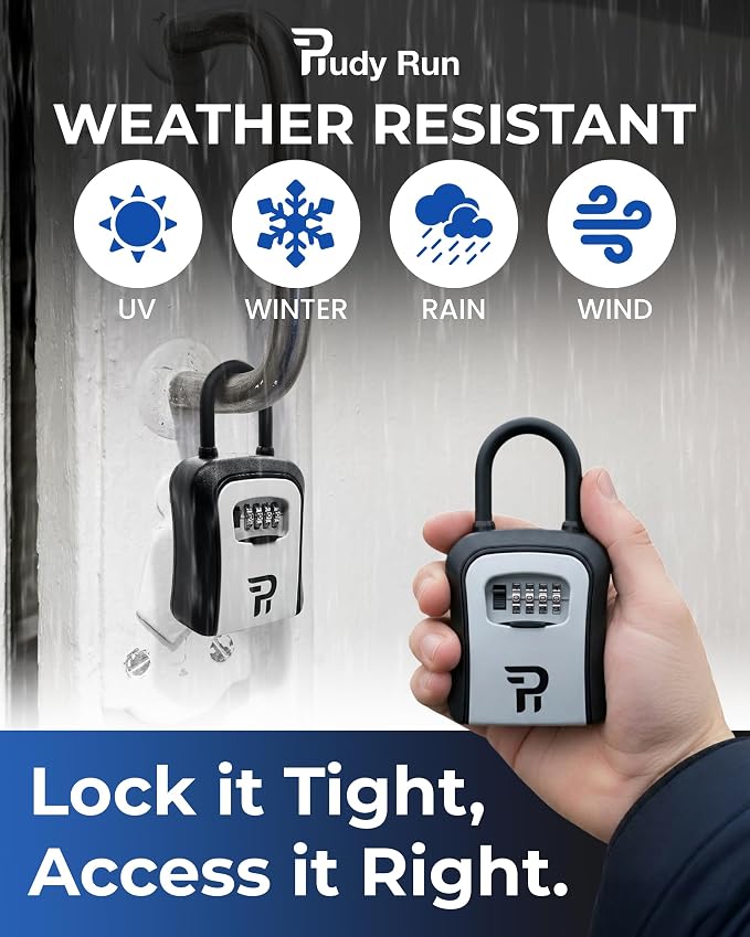 Key Lock Box for Outside – Large Outdoor Lockbox for Keys with Code, 4-Digit Combination Hidden Safe to Hide a Key Outside, Portable Safe Key Storage, 6.7 in, 1 Pack