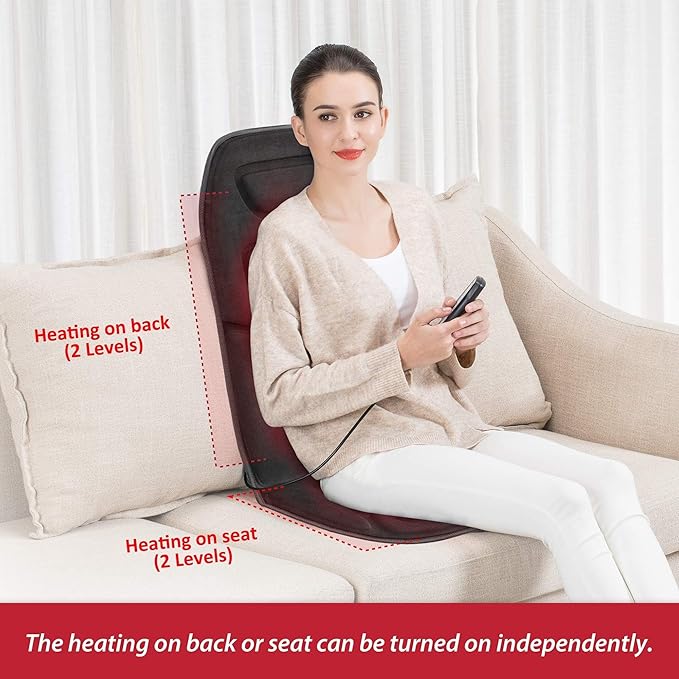 COMFIER Vibration Back Massager Seat Cushion with Heat,10 Motors Massage Chair Pad,Chair Massager for Pain Relief at Office/Home,Valentine’s Day Gifts for Her Him