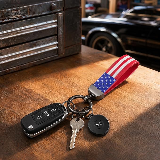 American Flag Keychain for Men Women, Leather USA Flag Key Chain for Daily | Flag keychain adds heritage patriotic style, Metal D-ring keep daily keys grouped,Practical gift for dads, husbands, wives