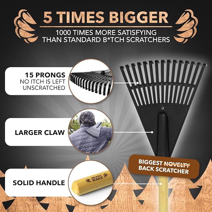 The ORIGINAL Beast Rake Back Scratcher for Men and Women - Mens Gifts Unique Backscratchers for Adults XL Rake Backscratcher Itch Relief, 15 Prongs, Wide Size Scratching Bear Claw Back Scratcher