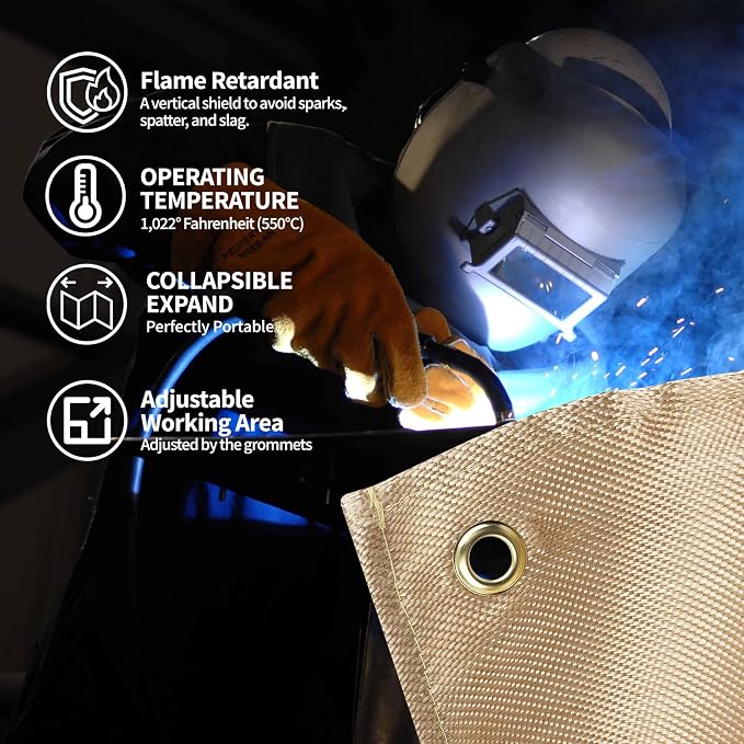 Welding Blanket,4x6 ft Fiberglass Blanket,Portable Fiberglass Fire Retardant Blanket,Welding Mat,Welding Fireproof Thermal Resistant Insulation…