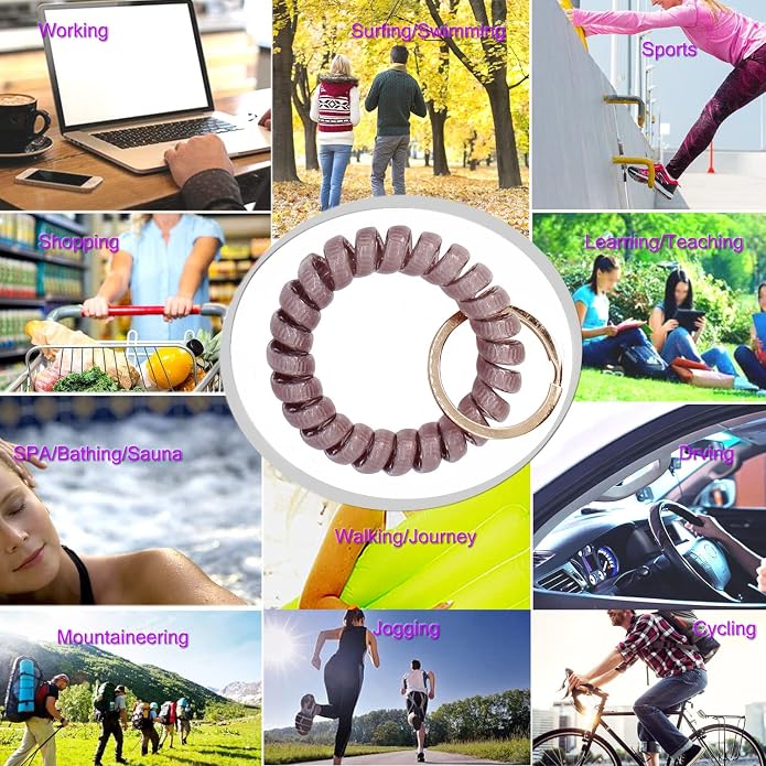 BIHRTC Stretchable Wristband Wristlet Keychain Elastic Coil Spring Spiral Key Chain for Gym Pool Sauna Outdoor Activities