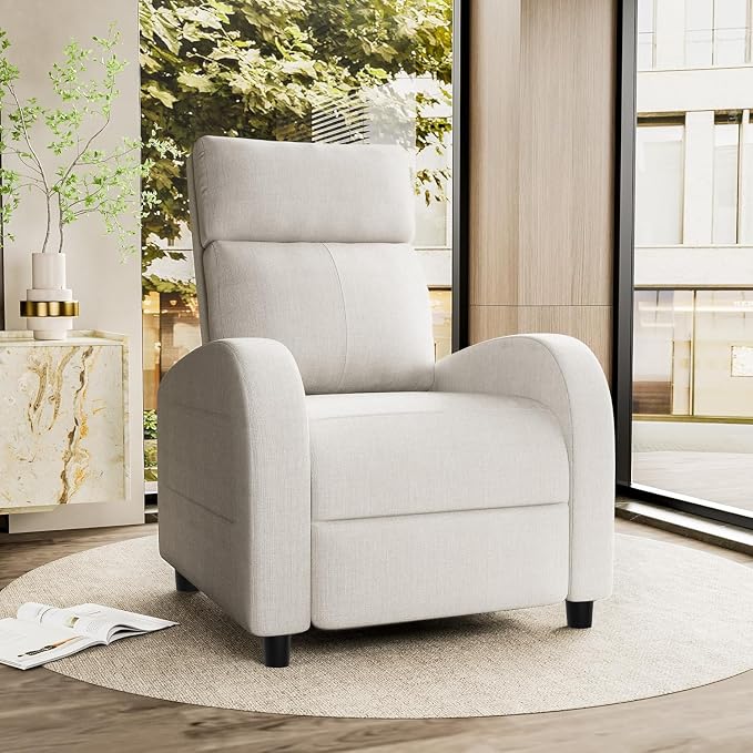 Homall Recliner Chair, Recliner Sofa Fabric for Adults, Beige Recliners | Home Theater Seating with Lumbar Support, Reclining Sofa Chair for Living Room