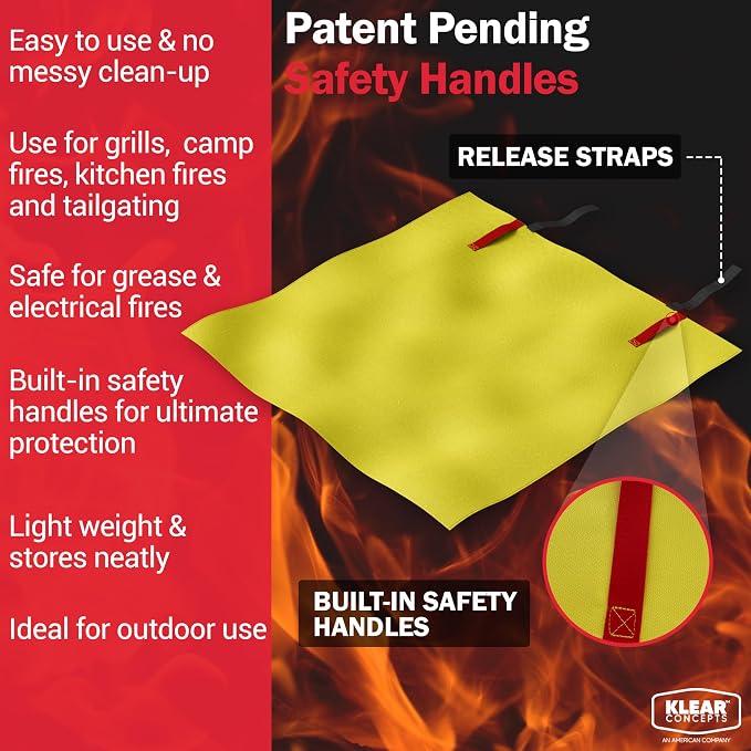 Emergency Fire Blanket, Silicone-Coated 40x40 UM9 Fiberglass, Rated to 1612°F, Smothers Kitchen, Home, RV & Camping Fires, National Park Foundation Partner, Designed in USA - Pack of 2