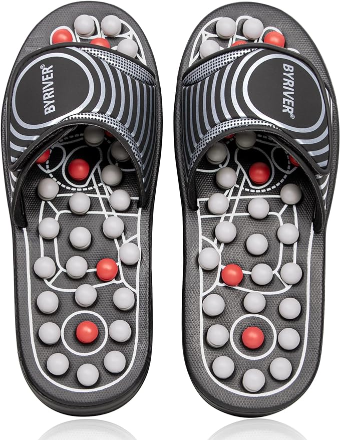 BYRIVER Acupressure Foot Massager Acupoint Stimulation Massage Slippers Shoes Reflexology Sandals Gift for Men Women, Reduce Feet Tension Promote Circulation, Father's Mother's Day Gift(02S)