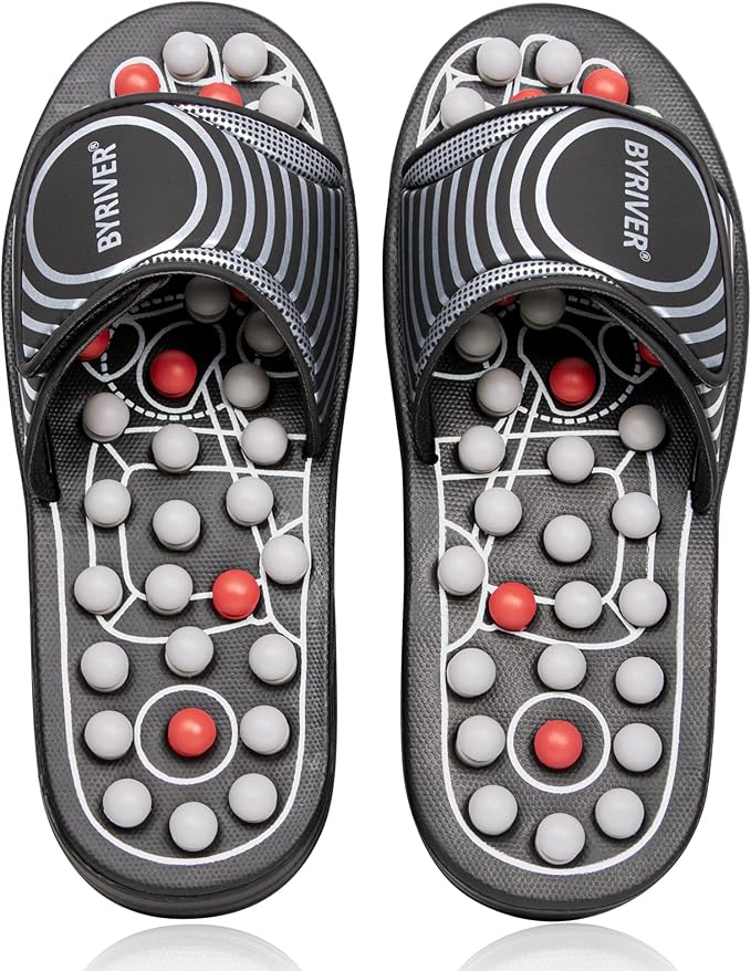 BYRIVER Deep Tissue Foot Massager Tool, Massage Slippers Sandals Flip Flops, Neuropathy Arthritis Back Plantar Fasciitis Pain Relief, Xmas Gifts for Dad Mom Coworkers Runners(02XS)