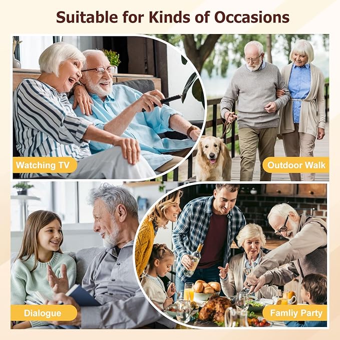 Rechargeable Hearing Aids for Seniors Severe Hearing Loss Earrck Hearing Amplifier with Noise Cancelling BTE Hearing Aid with Volume Control Dual Micphone (Beige)