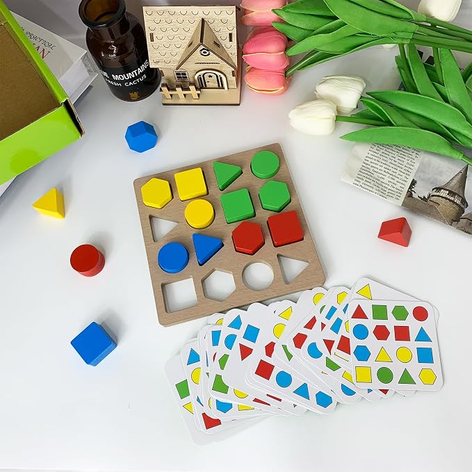 Dementia Products - Alzheimers Activities for Seniors Gifts for People with Dementia Easy Shapes Memory Activities for Elderly Geometric Cognitive Matching Puzzles