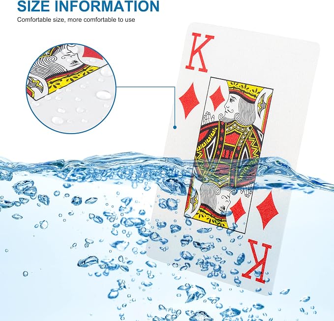 Plastic Playing Cards, 2 Packs Waterproof Poker Decks, Washable & Durable | 2 Packs, Plastic,Waterproof, large Pint，Poker Decks, Washable, Durable