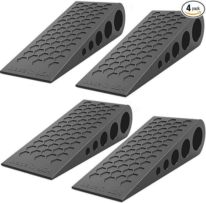 Door Stoppers for Bottom of Door Premium Floor Rubber Door Stop Wedge Made in USA Heavy Duty Honeycomb Design for Carpet, Tile, Ideal for Home, School, Commercial,Black 4 Pack
