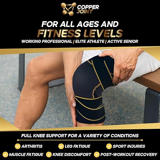 CopperJoint Pull On Knee Brace Women Workout - Copper Infused Knee Sleeves for Men, Elastic Compression Knees Support Braces for Fitness, Volleyball, Basketball, Running, Sports 2XL