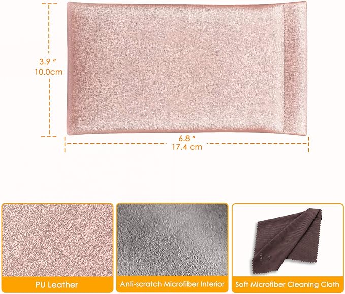 FINTIE Soft Eyeglasses Case with Cleaning Cloth, Portable Squeeze Top Vegan Leather Glasses Pouch, Sunglasses Eyewear Bag