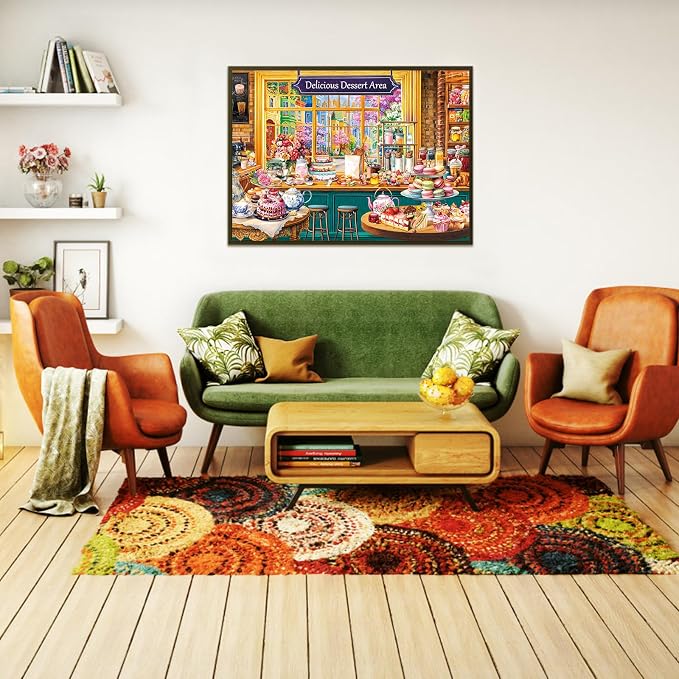 1000 Piece Puzzles for Adults,Dessert Story Jigsaw Puzzle 1000 Pieces for Adults Seniors,Challenging Family Games Holiday Party Gifts -1:1 Poster Interlock Perfectly Letter on Back