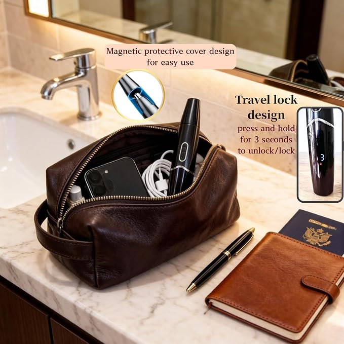 5-in-1 Nose Hair Trimmer for Men, USB-C Rechargeable Painless Eyebrow & Facial Trimmer, IPX7 Waterproof Electric Grooming Kit, LED Display with 5 Blade Heads, Classic Black