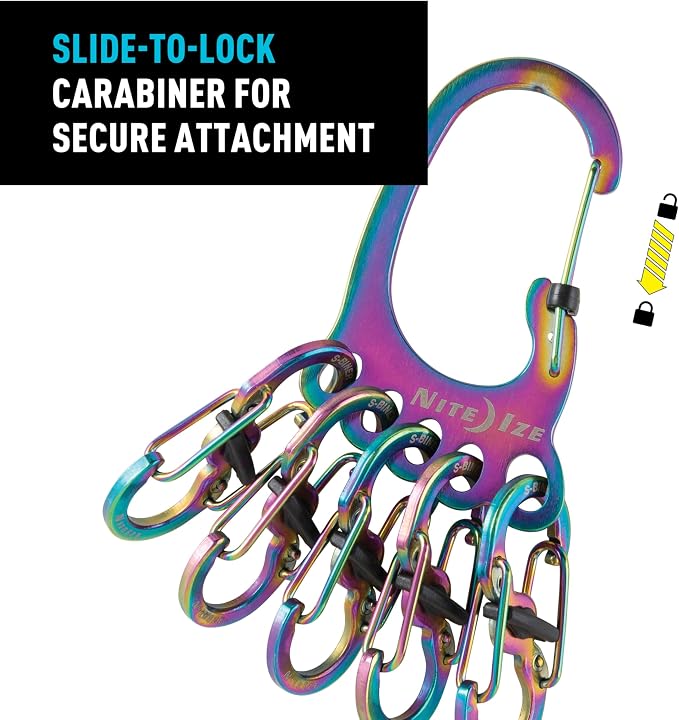 Nite Ize Bigfoot Locker KeyRack - Stainless Steel Holder for Car, House & Other Keys - Carabiner with S-Biners - Holds 15 Keys at Once - Hiking Gear & Essentials - Stainless