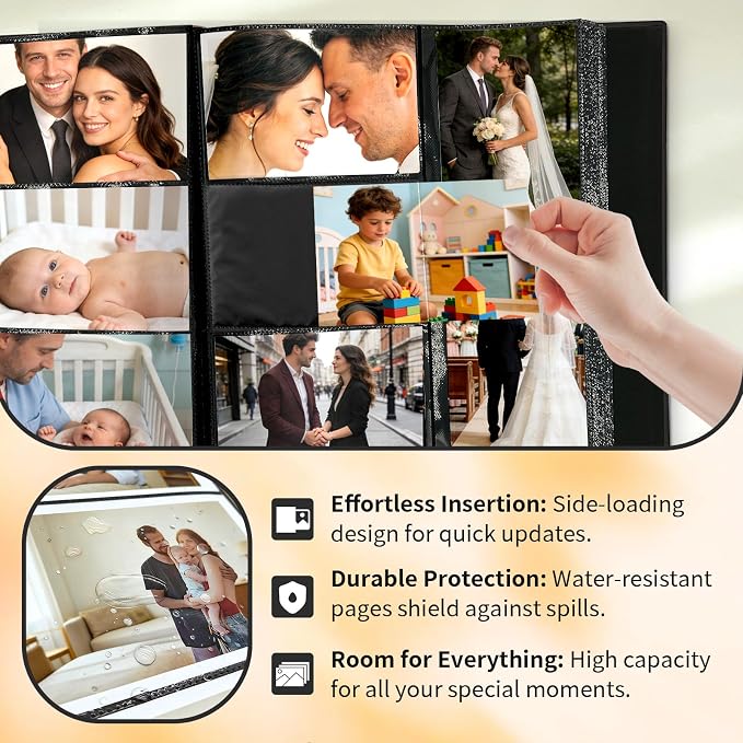 Photo Album 4x6 600 Pockets Photos, Large Capacity Leather Cover Photo Book | Slip-In Horizontal & Vertical Pockets Acid-Free Waterproof Picture Albums Great for Family Baby Wedding Holiday & Anniversary