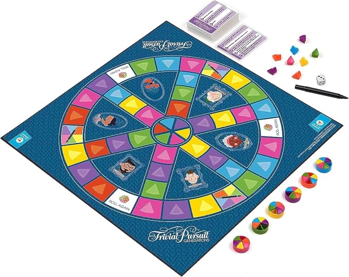 JOY FOR ALL Games - Trivial Pursuit Generations - Generational Trivia - Create Personalized Questions - Bigger Easy-to-Read Cards - Fun Multigenerational Trivia Game for Seniors, Teens, and Adults