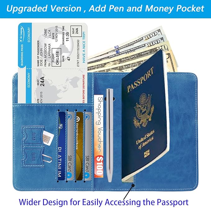 Passport Holder, Travel Essentials, Passport Cover, RFID Travel Wallet | Passport Wallet, Travel Accessories, RFID Blocking, Synthetic Leather Card Case, International Must Haves, For Women Men