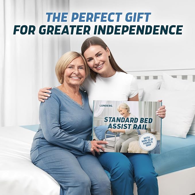 Lunderg Bed Assist Rail for Seniors with Non-Slip Grab Bar | Easy to Install Bed Rails for Elderly Adults Safety & Post-Surgery - Helps Reduce Falls & Support Independence