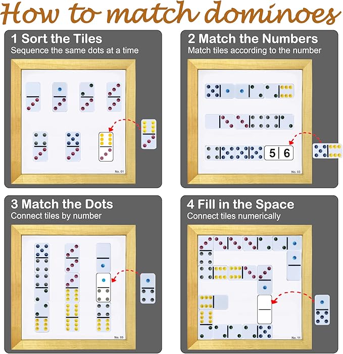 Dementia Activities for Seniors, Matching The Domino Alzheimers Products for Elderly, Activity Kits for Dementia Patients, Easy Memory Games Busy Board Gadgets Gifts