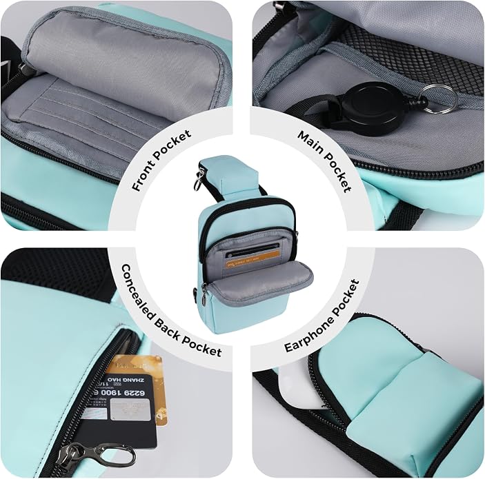 Sling Bag, Crossbody Bag with Zipper Lock, RFID Blocking & Water Resistant for Men and Women