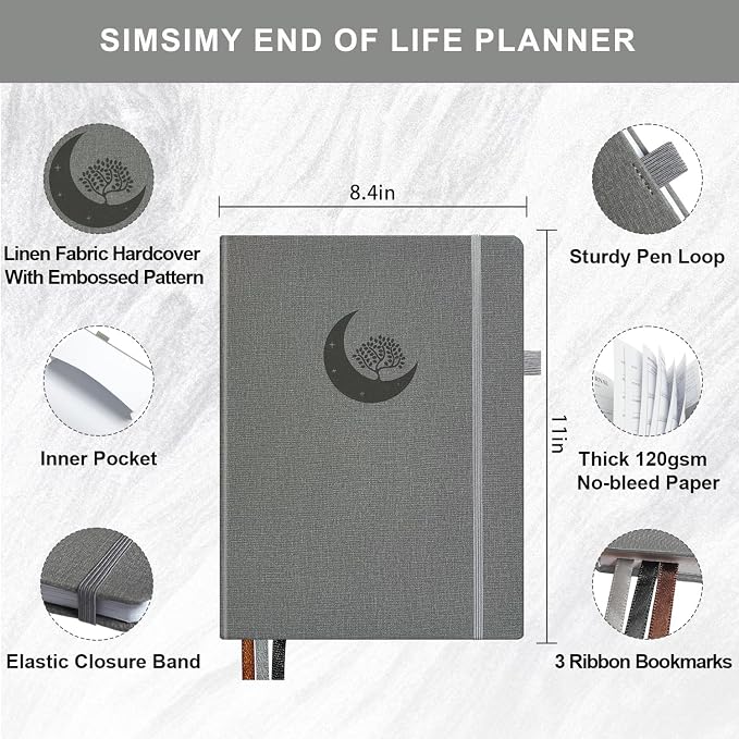 End of Life Planner, Guided Estate Planning Notebook, Final Arrangements Organizer for Beneficiary, Will Preparation, Last Wishes & Funeral Planning, In Case of Death Organizer, 8.4x11"
